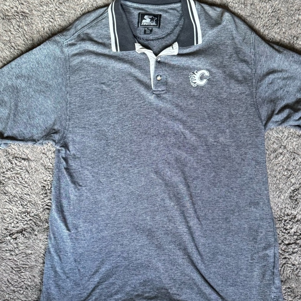 STARTER  Calgary Flames Gray Polo Shirt